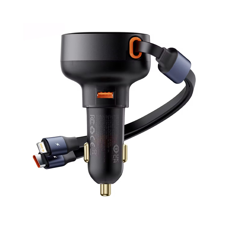BASEUS Cargador para Auto con Cable Retráctil 60W Bult-In